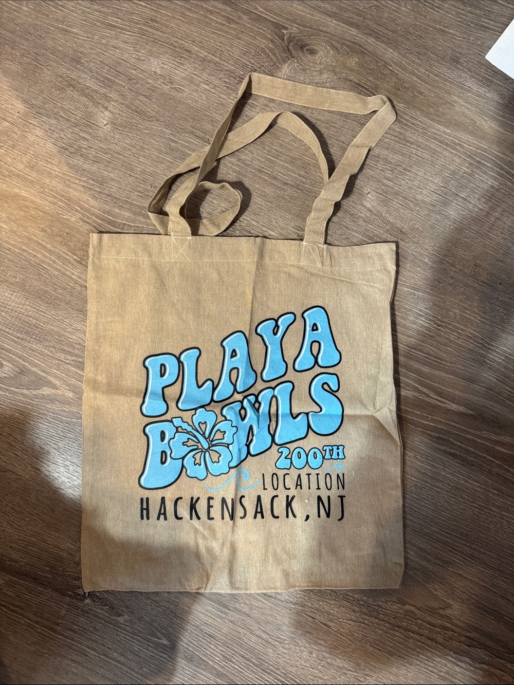 Playa Bowls Hackensack NJ Graphic Tote - Tan with Blue Print